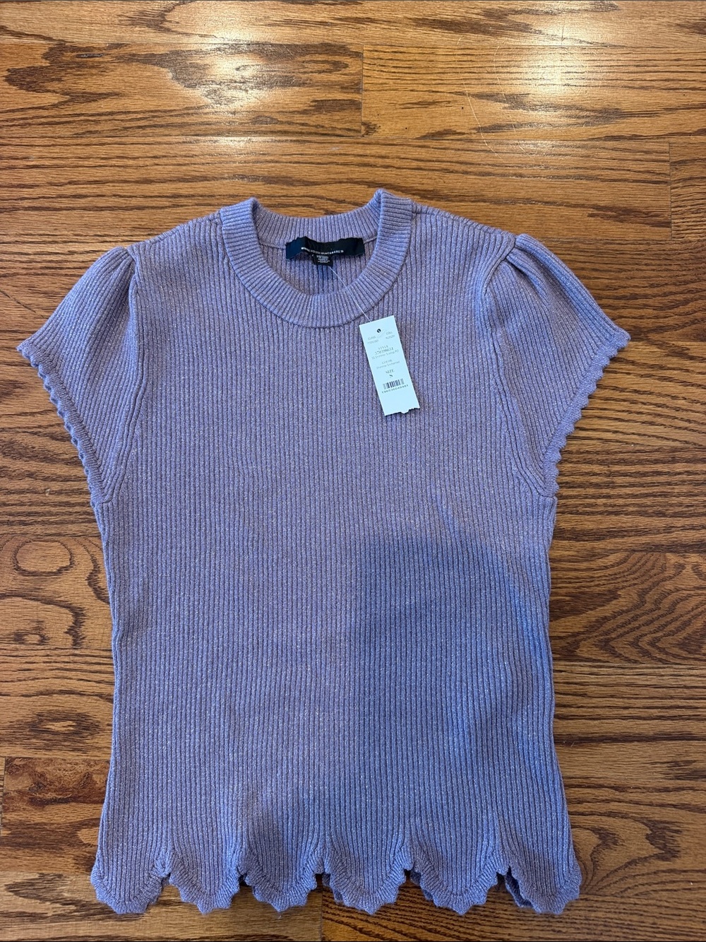White House Black Market Lavender Ribbed Short Sleeve Top size women’s small